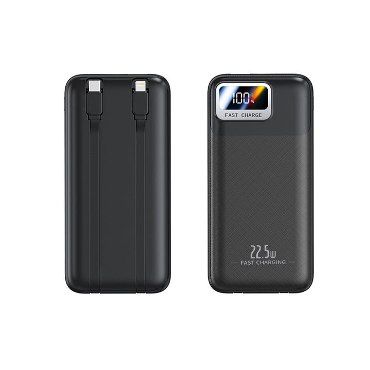 Portable power bank with integrated cables and digital charge level display Bowlift