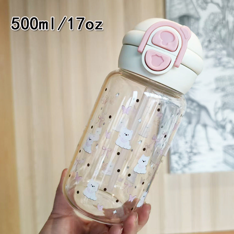 Ladies creative water bottle with integrated silicone carrying loop Bowlift