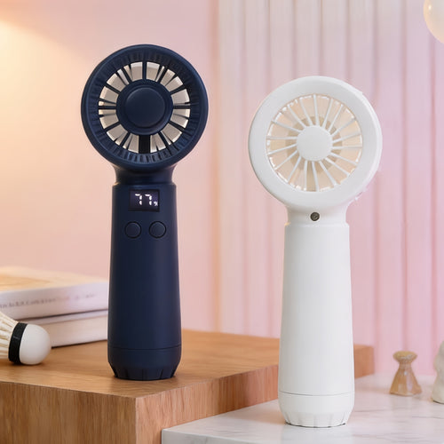 Women's Portable Hand Fan with Digital Display and USB Charging Function Bowlift