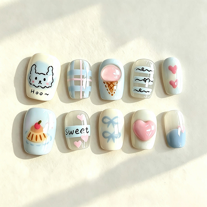 Creative Themed Press-On Nail Set Bowlift