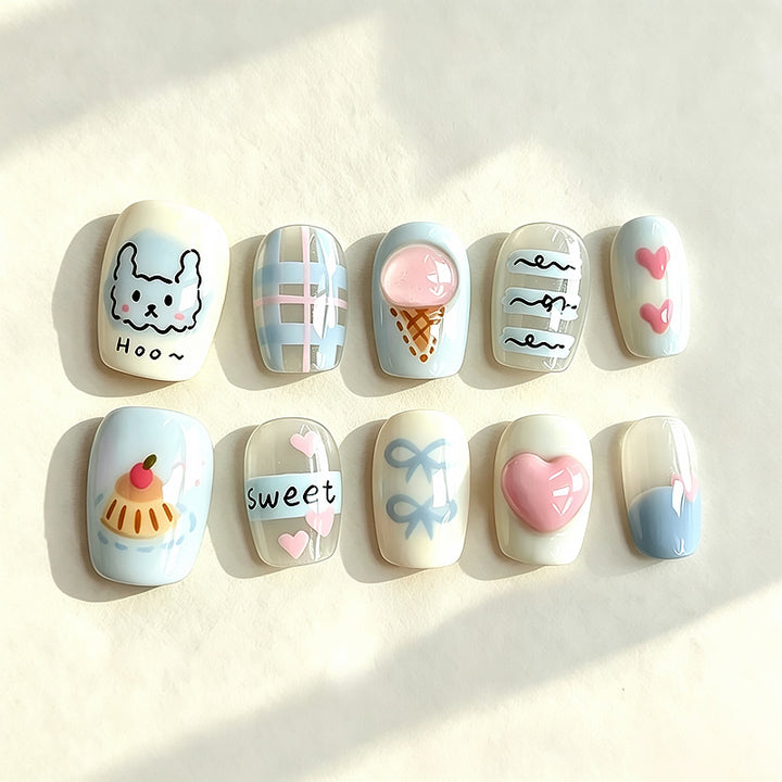 Creative Themed Press-On Nail Set Bowlift