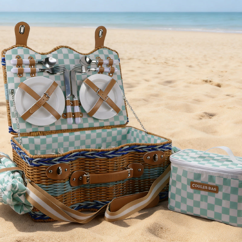 Women's picnic basket with integrated dish set and insulated cooling function Bowlift