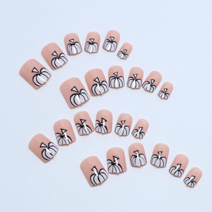 Artistic Pumpkin-Themed Press-On Nail Set Bowlift