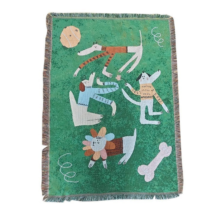 Whimsical Dog-Themed Throw Blanket