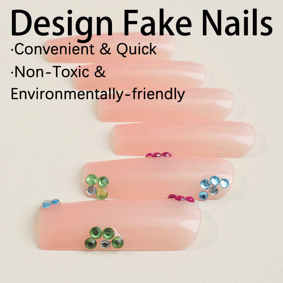 Artificial nail tips with colorful flower accents Bowlift