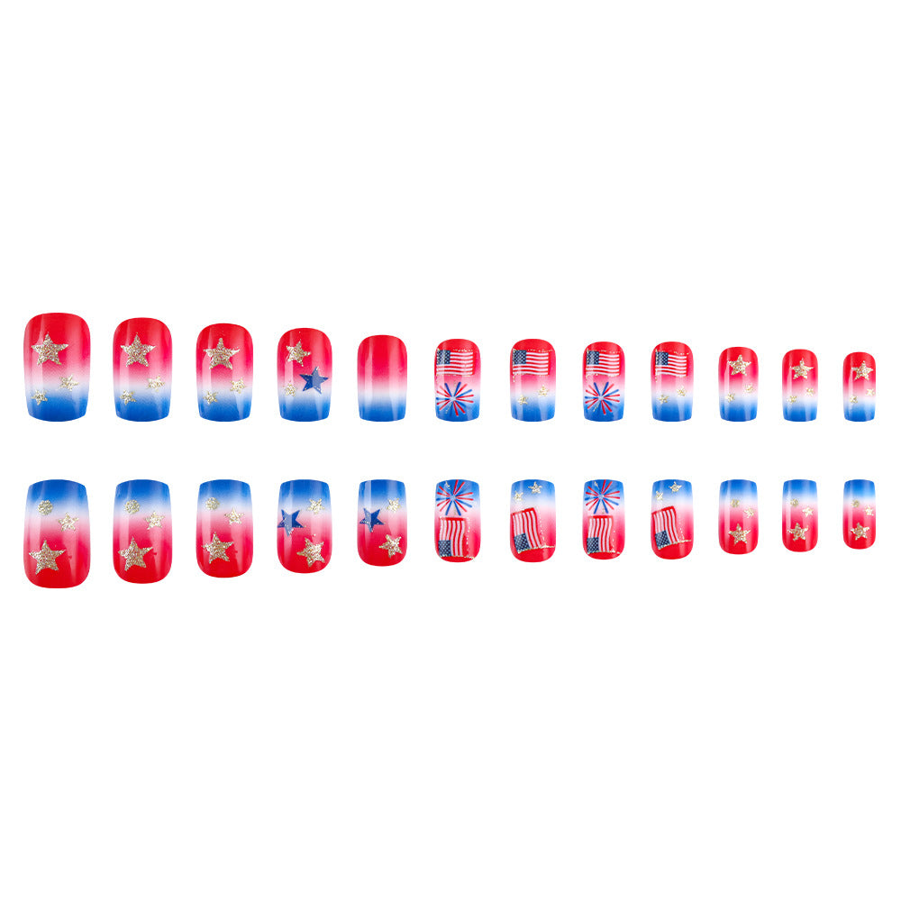 Themed Nail Art with Sparkling Stars and Stripes Bowlift