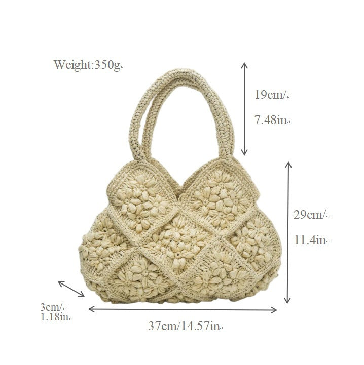 Macrame Handbag with Floral 3D Applications Bowlift