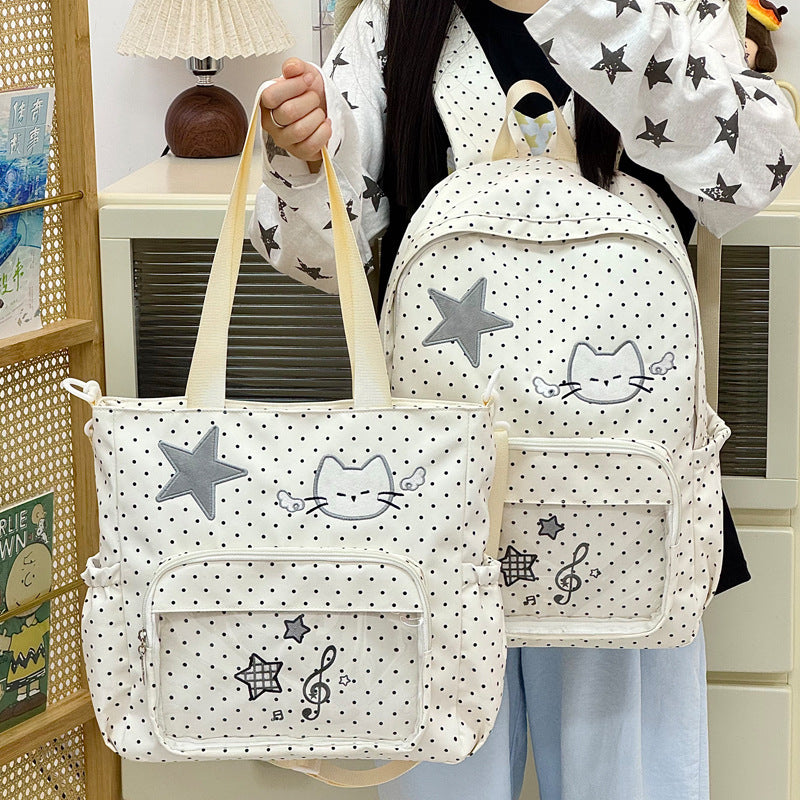 Cute Patterned Eco-Friendly Tote and Backpack Set