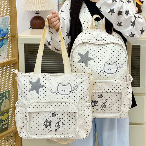 Cute Patterned Eco-Friendly Tote and Backpack Set