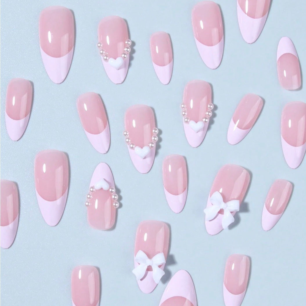 Artificial nail tips with heart and bow decorations Bowlift