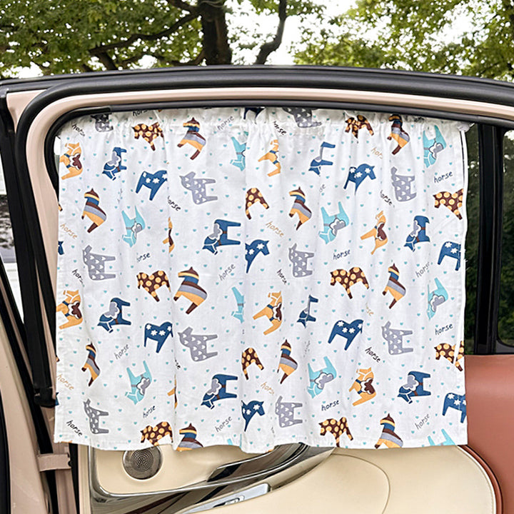 Unisex nan sun protection car curtain with elastic fastening strap and opaque cotton blend Bowlift