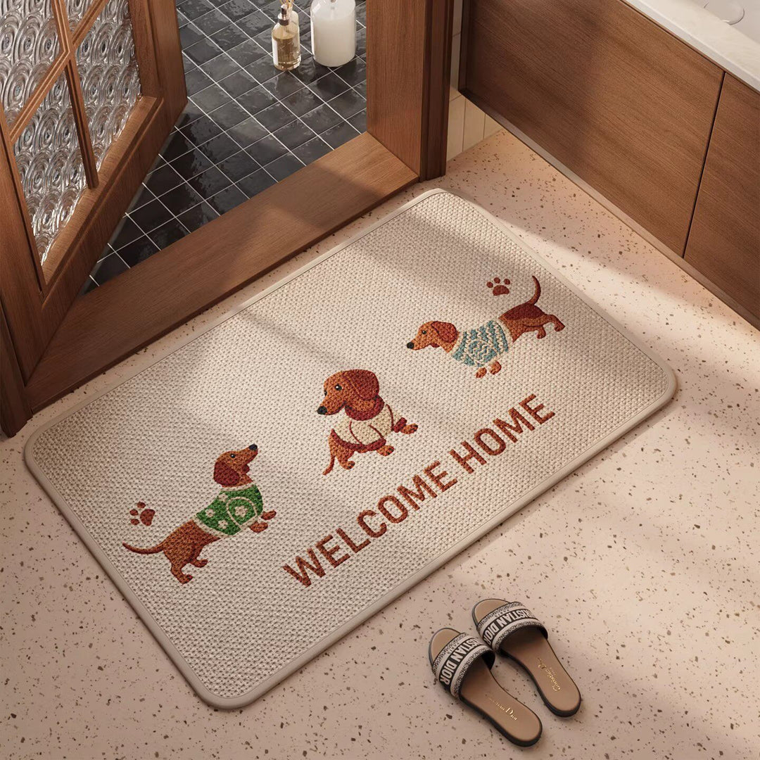 Welcome Mat with Cute Dog Design