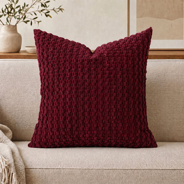 Textured chenille throw pillow with raised bobble weave Bowlift