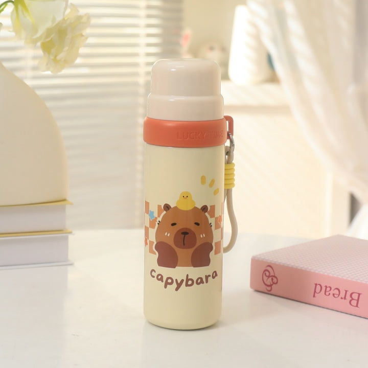 Ladies thermos bottle with animal motif and carrying strap Bowlift