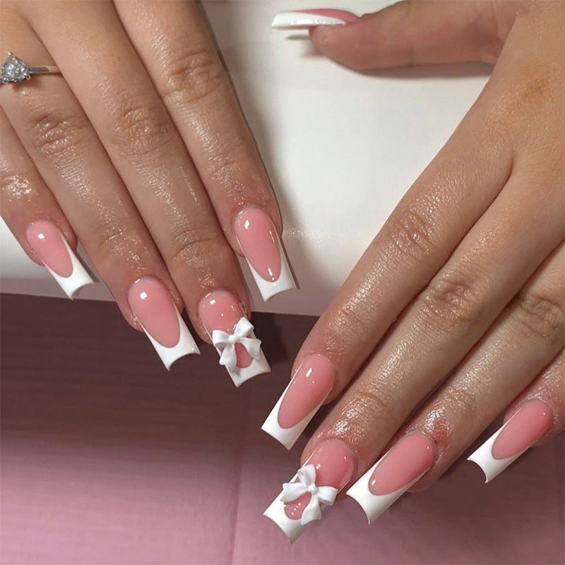 Elegant Press-On Nail Set with Decorative Bows Bowlift
