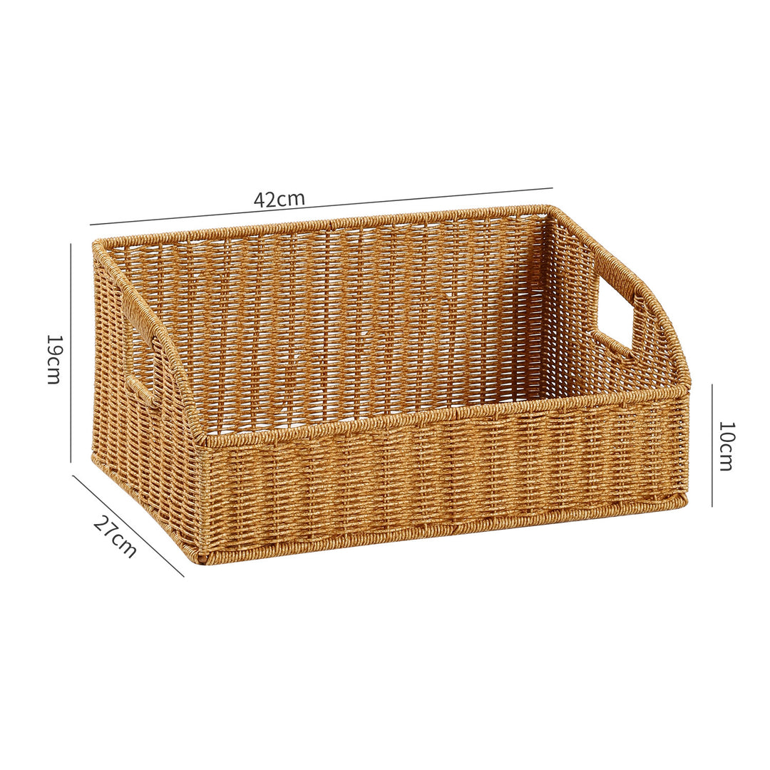 Woven Storage Organizer Basket with Cutout Handles Bowlift