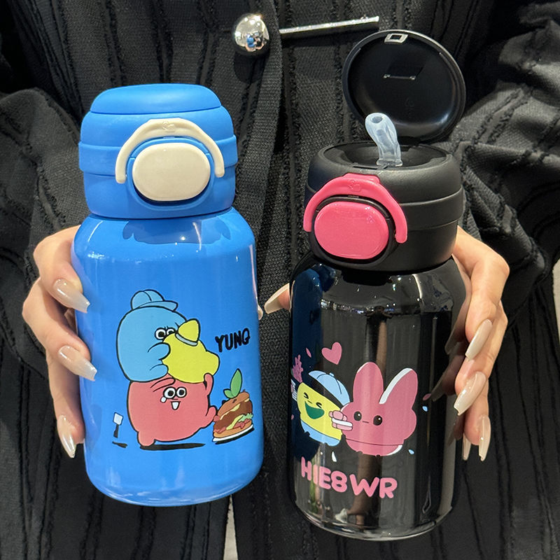 Women's Stainless Steel Water Bottle with Funny Cartoon Design Bowlift