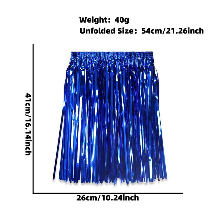 Women's nan metallic foil fringe hula skirt with elastic waistband party costume Bowlift
