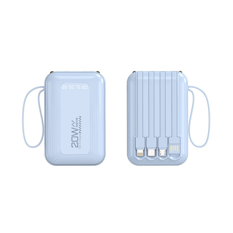 Portable power bank with integrated cable system and LED display Bowlift