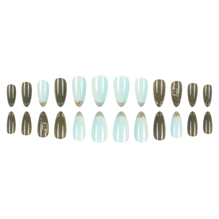Elegant Stiletto Press-On Nails with Gold Accents Bowlift