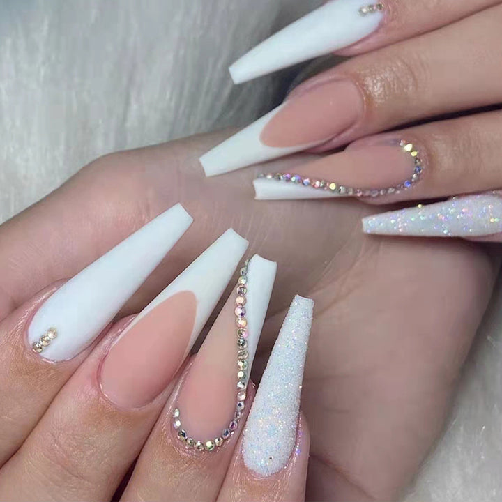 Acrylic Nail Set with Elegant 3D Design and Glamorous Accents Bowlift