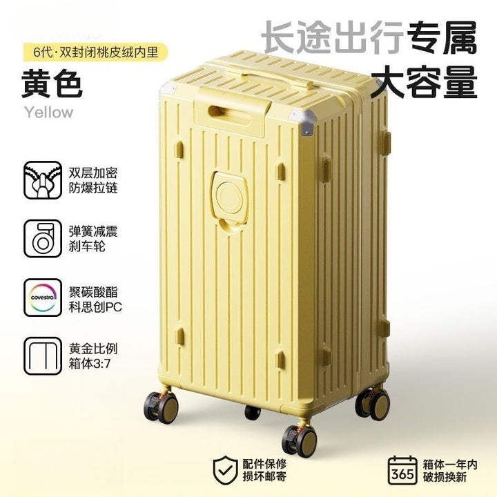 Hard-shell suitcase with extended storage space and double safety lock Bowlift