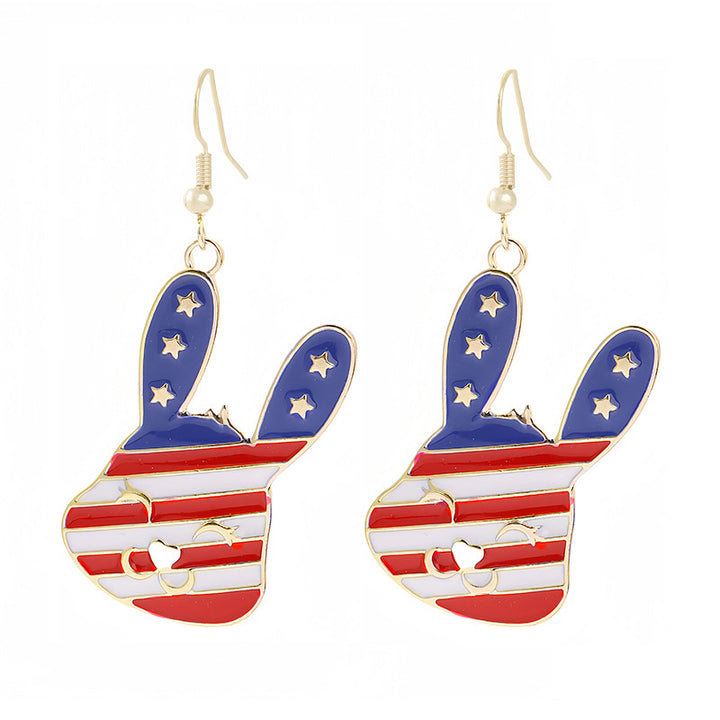 Ladies enamel earrings horseshoe with star stripe motif Bowlift