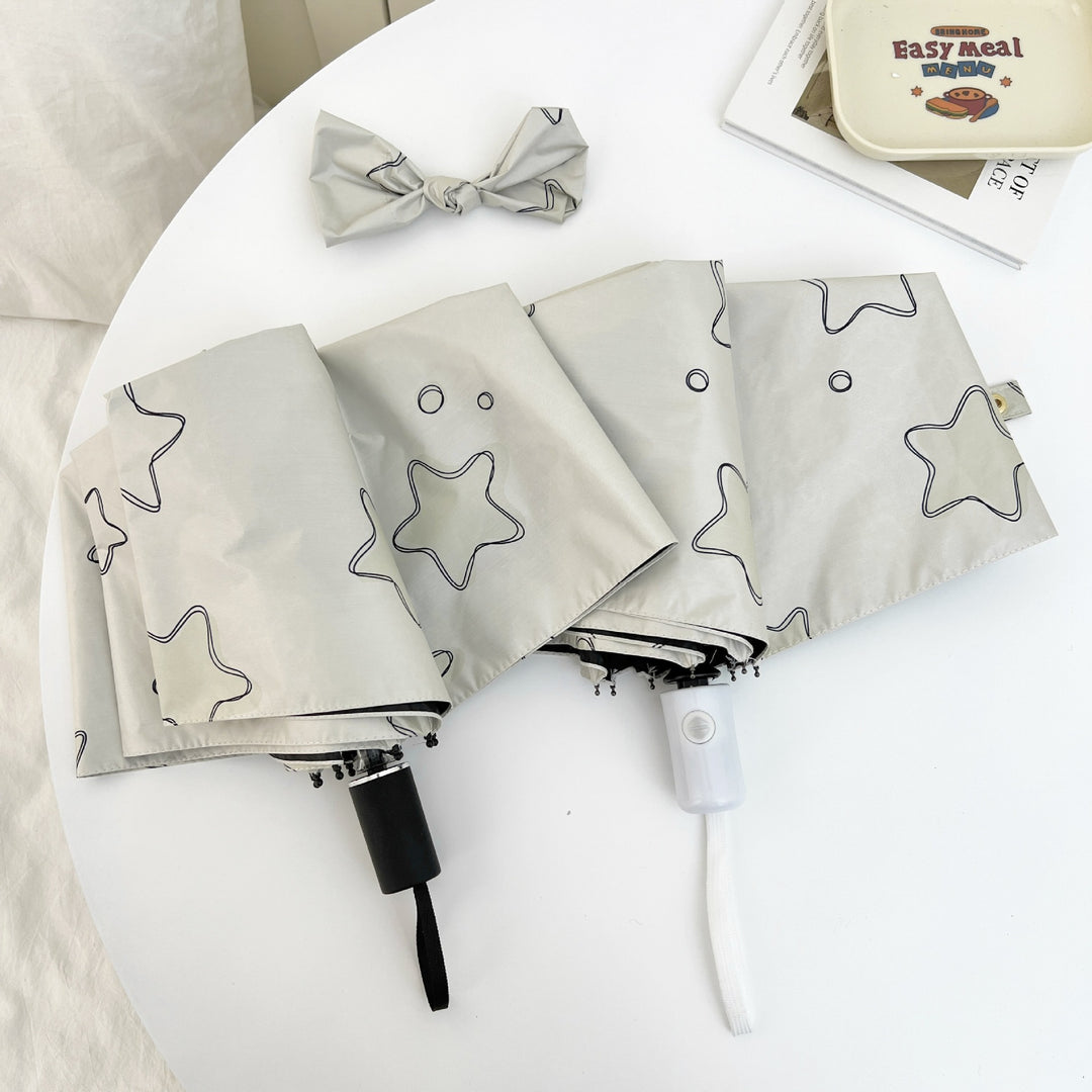 Ladies Automatic Folding Umbrella with Creative Pattern Bowlift