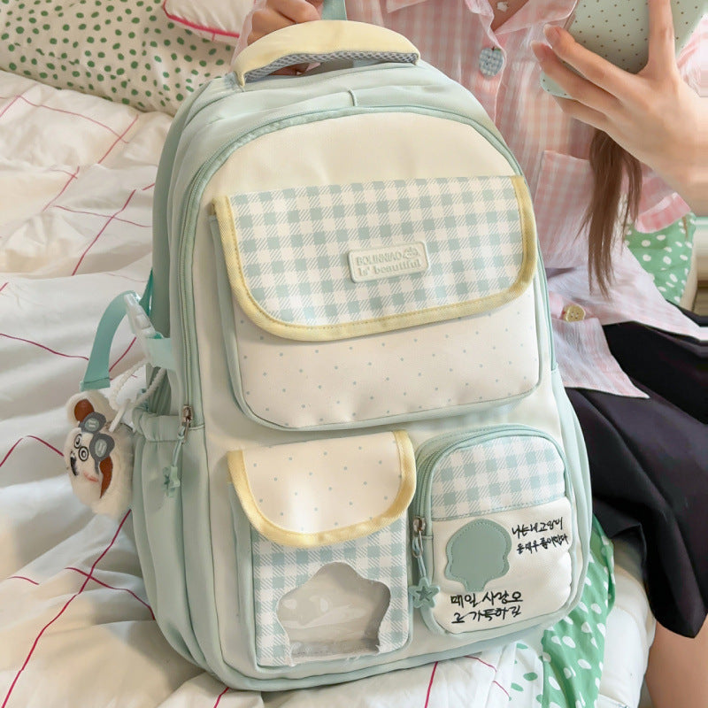 Stylish Checkerboard Patterned Backpack