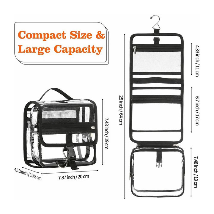 Cosmetic organizer with transparent design and practical hook Bowlift