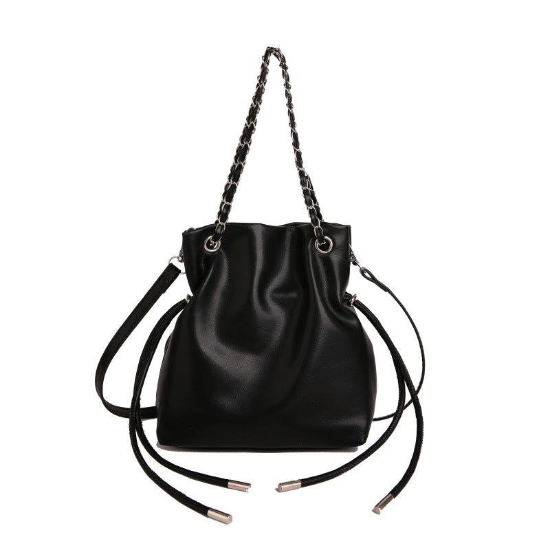 WoChic Slouchy Leather Bucket Bag Bowlift