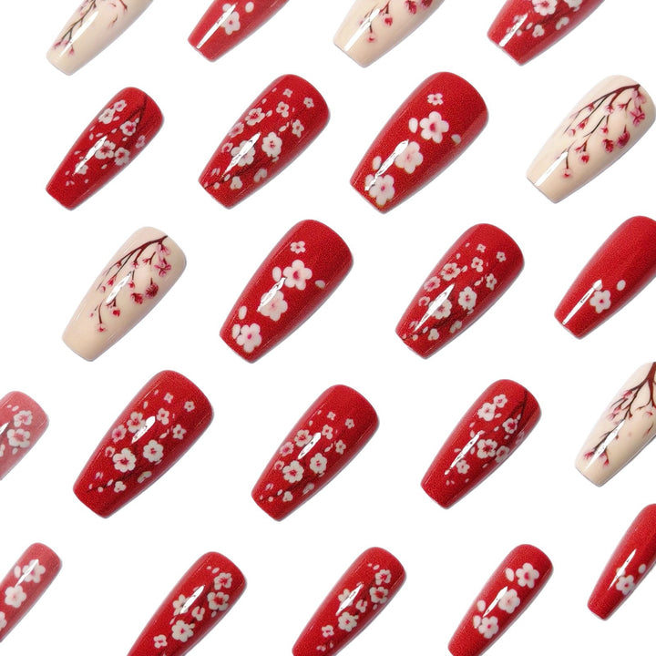 Artificial nails with blooming cherry blossom design Bowlift