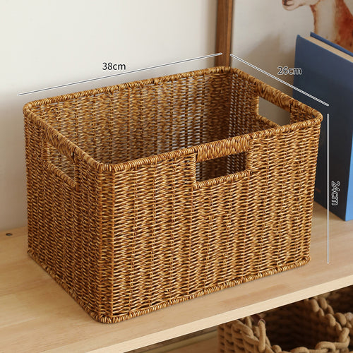 Woven Storage Basket with Ergonomic Cutout Handles Bowlift