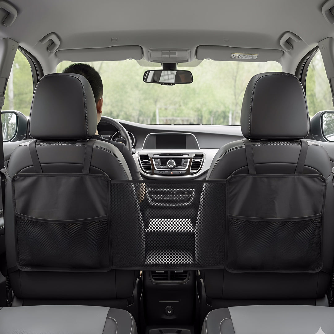 Car Backseat Mesh Organizer and Pet Barrier Bowlift