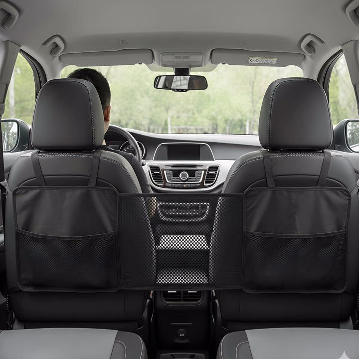 Car Backseat Mesh Organizer and Pet Barrier Bowlift