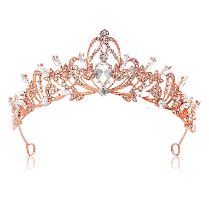 Ladies Elegant Hair Crown with Filigree Crystal Decorations Bowlift