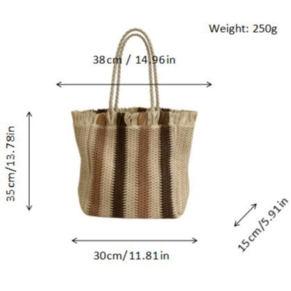 Braided beach bag with fringe details Bowlift