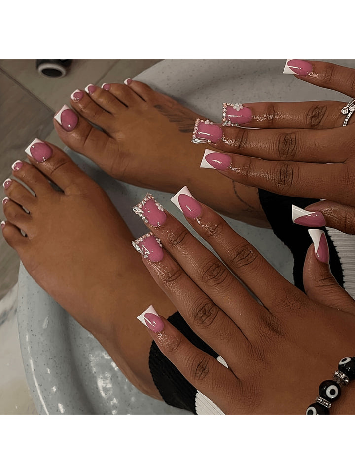 Decorative Floral Press-On Pedicure Set Bowlift