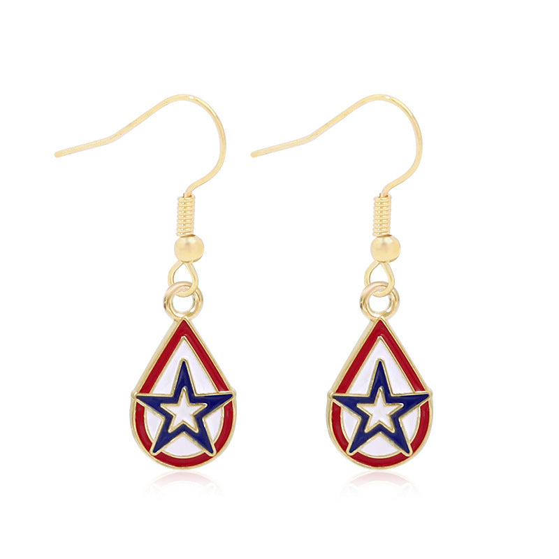 Women's lightweight star earrings with enamel flag design and fishhook Bowlift