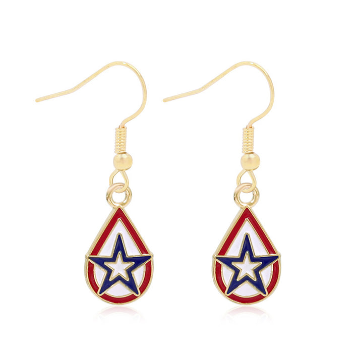 Women's lightweight star earrings with enamel flag design and fishhook Bowlift