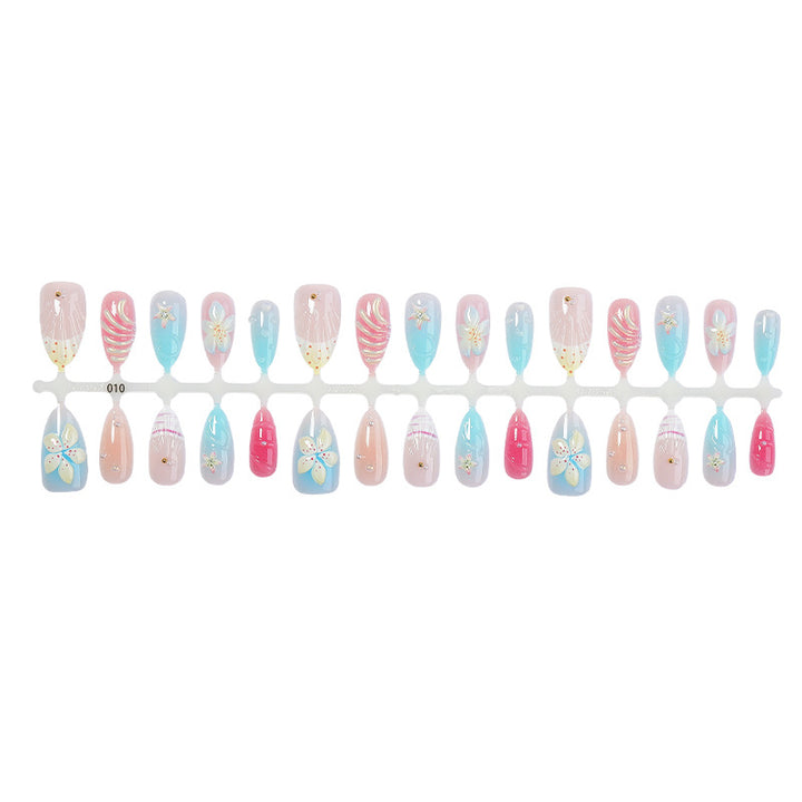 Artificial Nail Set with Floral Designs and Glittering Accents Bowlift