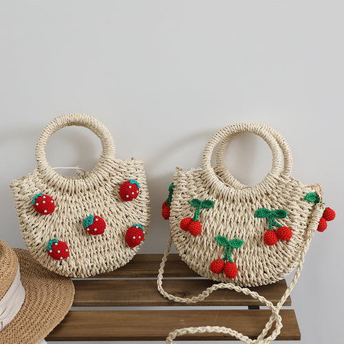 Bast bag with cheerful strawberry motifs Bowlift