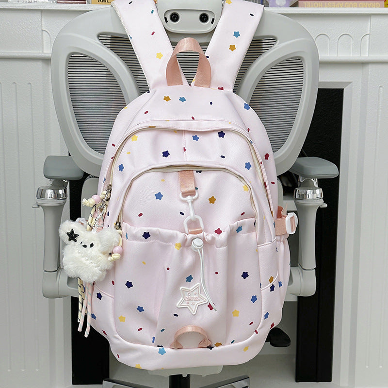 Backpack with Colorful Star Pattern and Versatile Compartments Bowlift