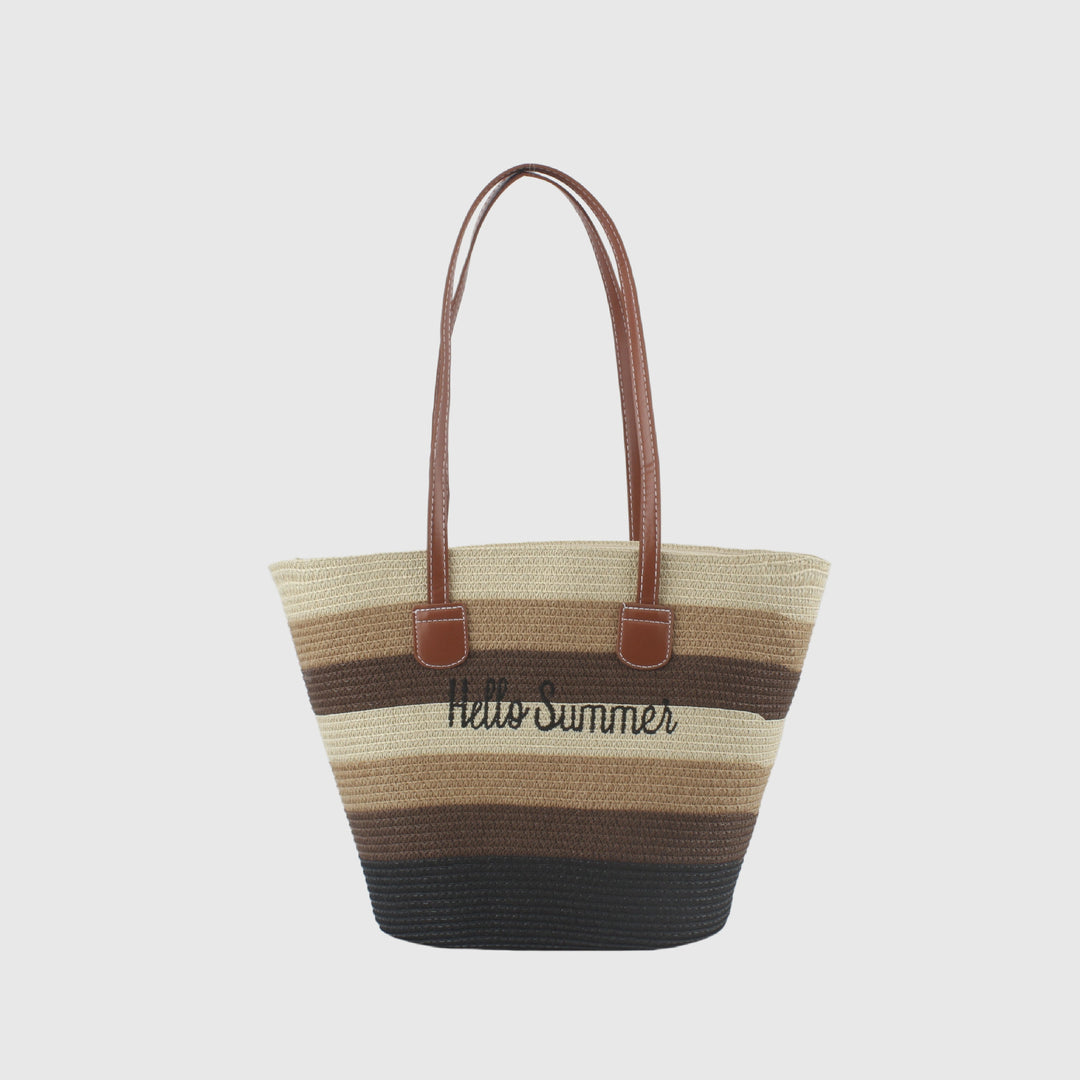 Summer straw bag with leather handles Bowlift