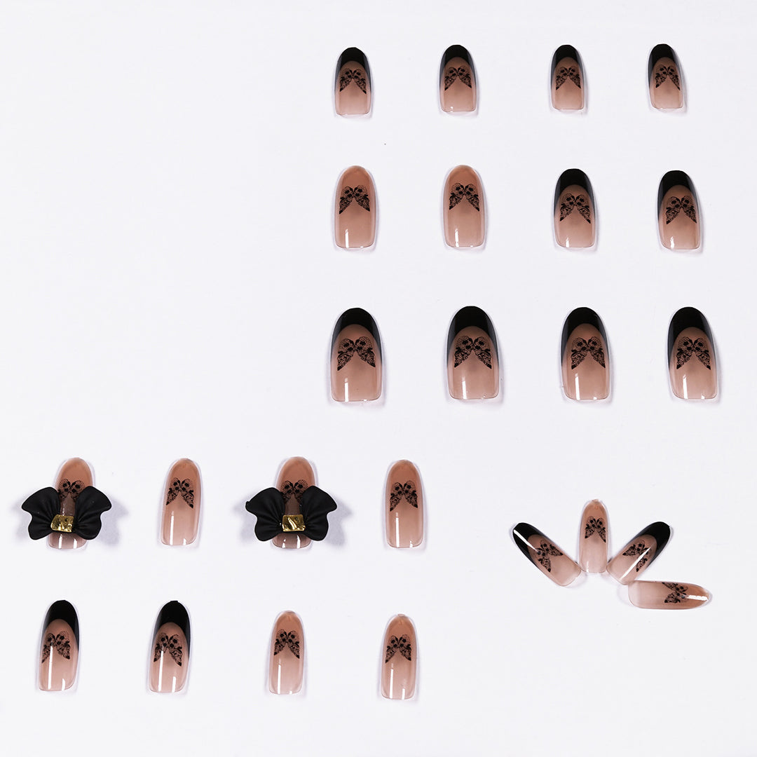 Artful nail art in Gothic style with butterfly motifs Bowlift
