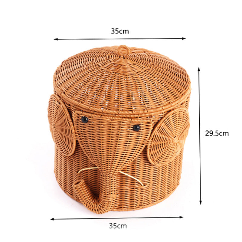 Elephant-Shaped Woven Storage Basket Bowlift