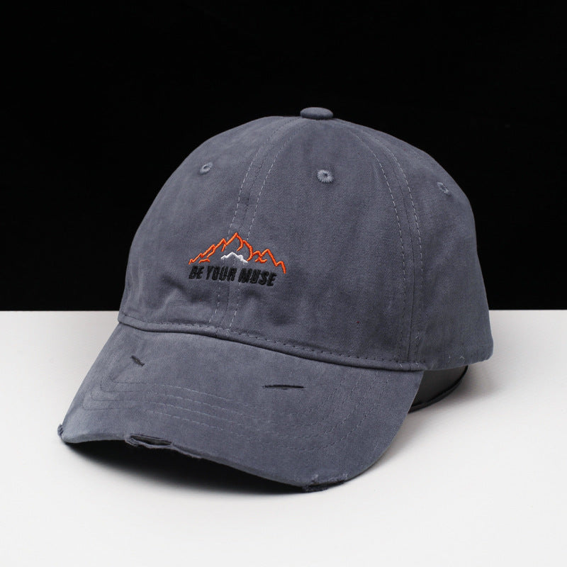 Women's Distressed Cotton Embroidered Baseball Cap Bowlift