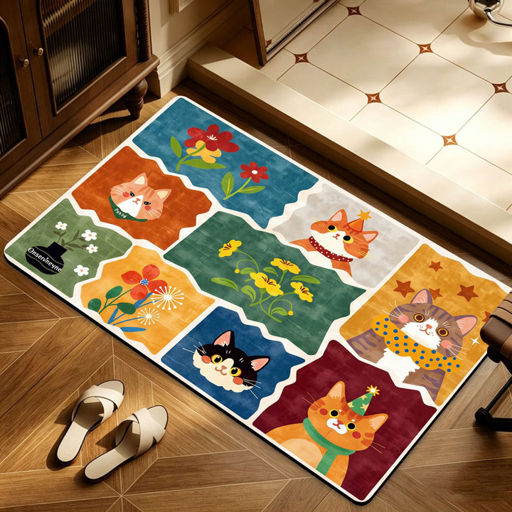 Artistic Floral Patterned Floor Mat Bowlift