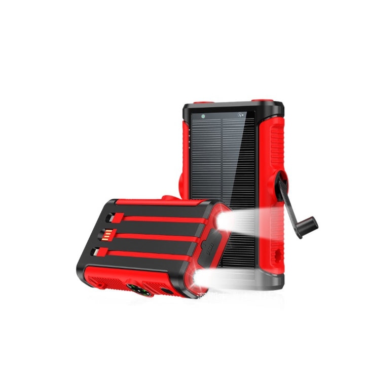 Rugged Solar Power Bank with Built-in Triple Charging Cables Bowlift