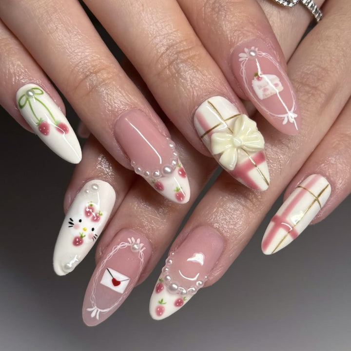 Artful stiletto nails with playful designs and a light 3D effect Bowlift